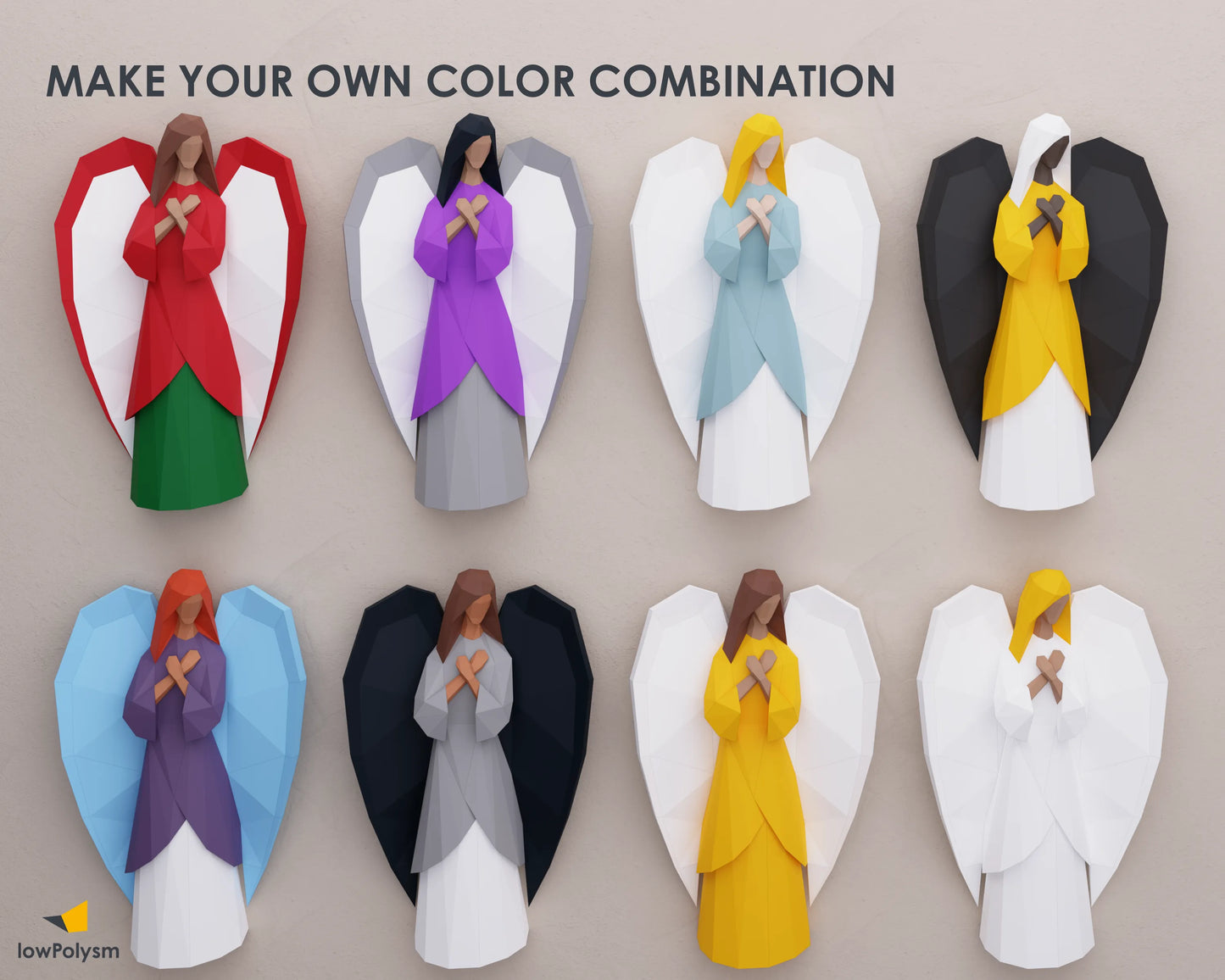 Angel 3d papercraft colors variants