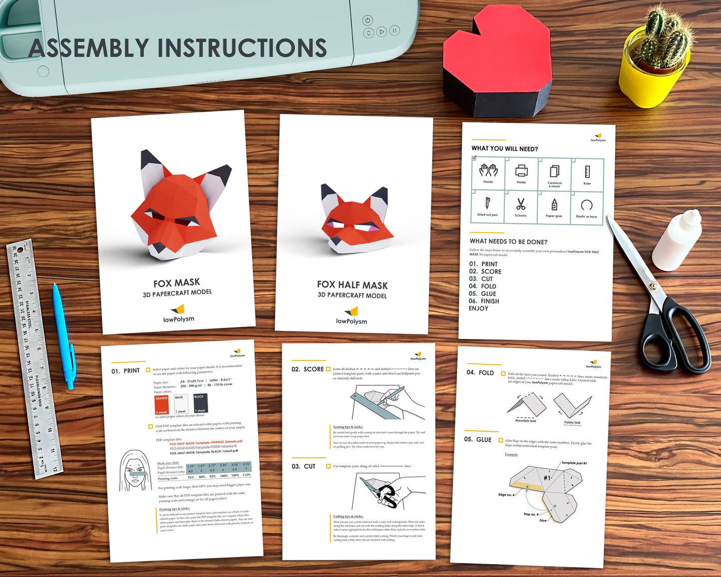 3d fox paper mask assembly instructions