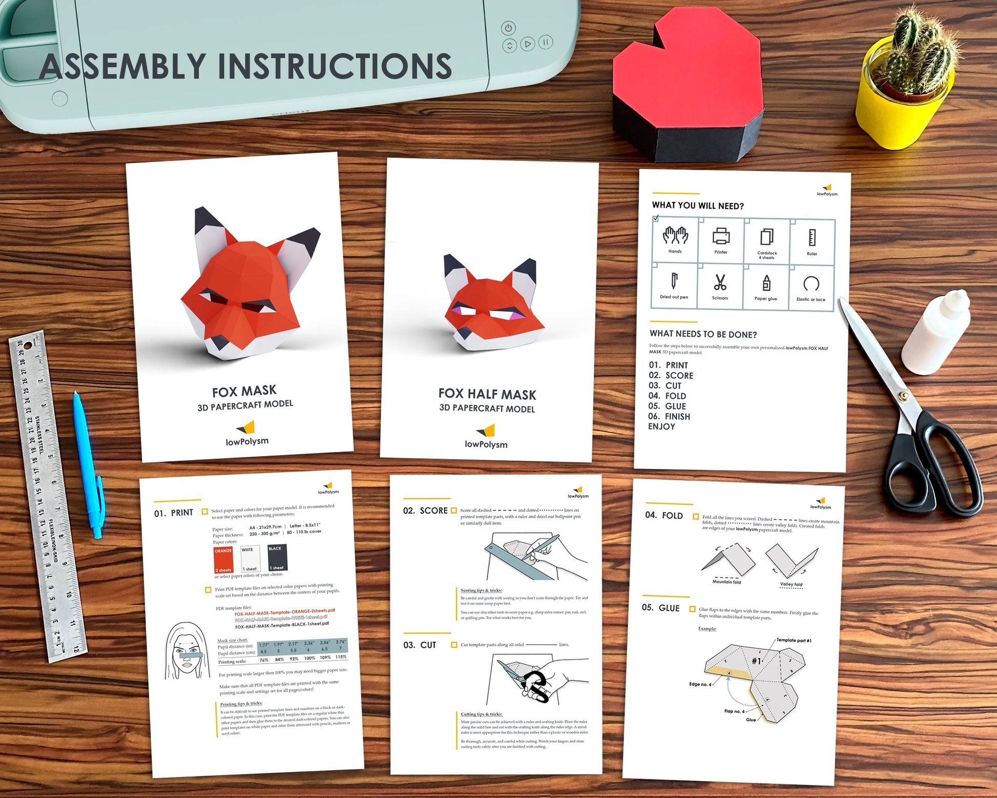 3d fox paper mask assembly instructions