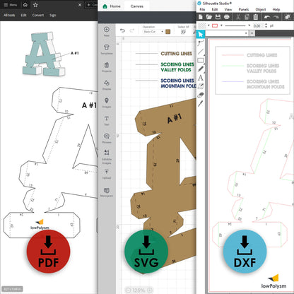 3d letter patterns and templates for cricut and silhouette cutting plotters