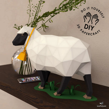 3d papercraft sheep diy animal sculpture