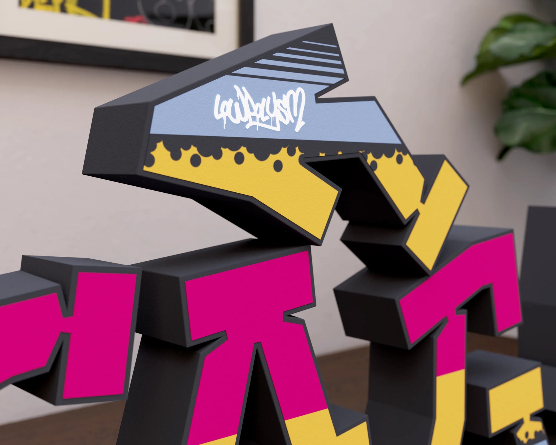 Alphabet 3d papercraft tag with letter effects