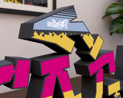 Alphabet 3d papercraft tag with letter effects