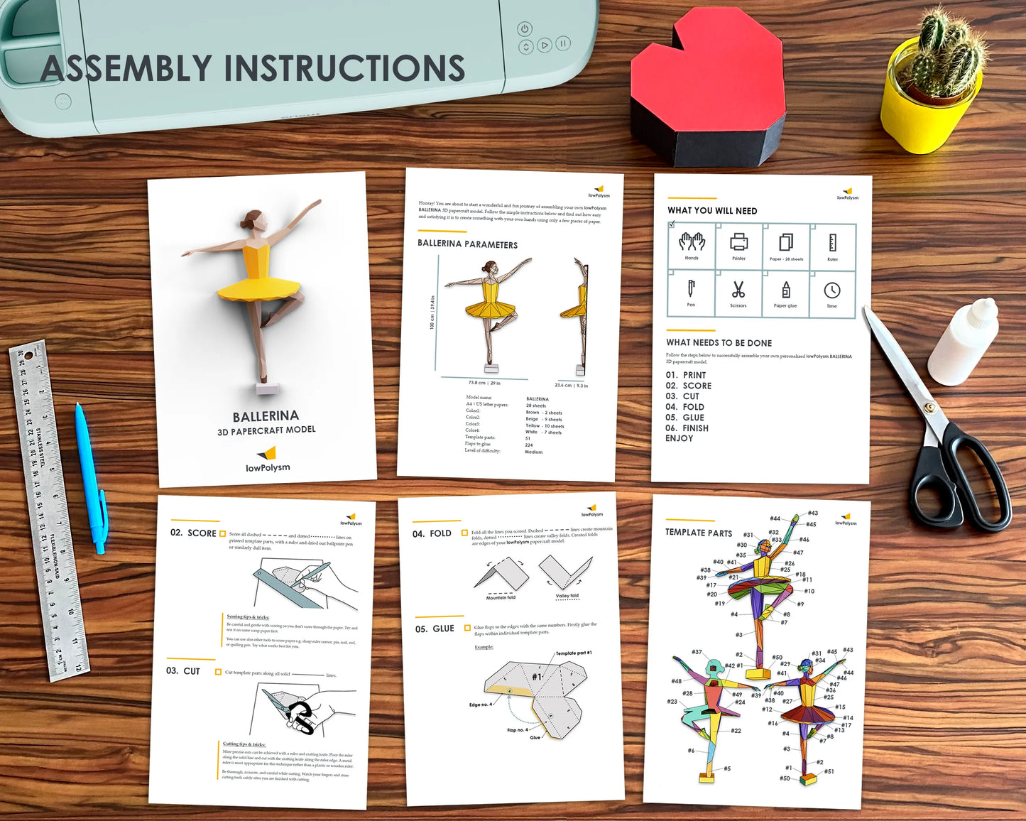lowPolysm Ballerina assembly instructions on table