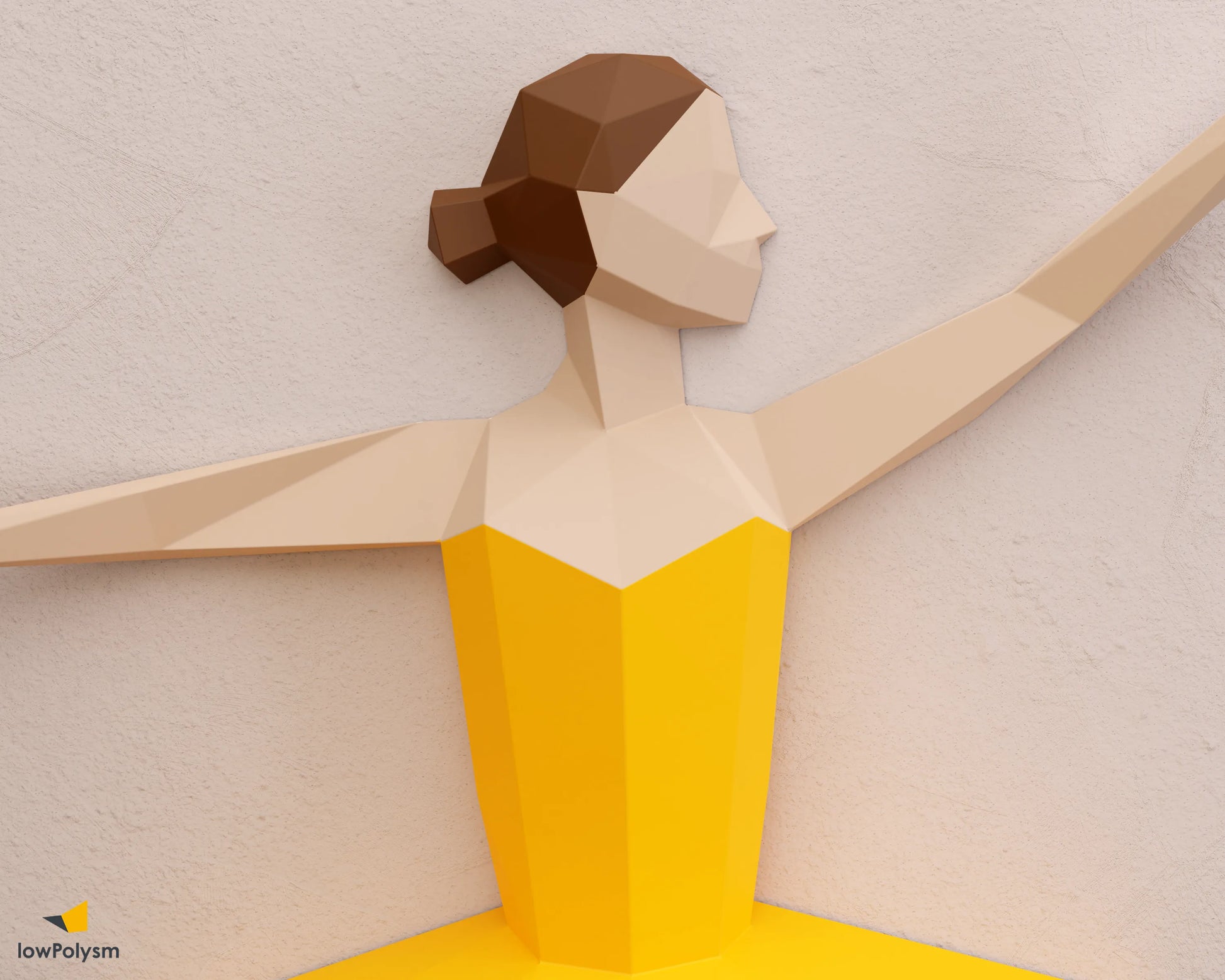 Ballerina lowpoly 3d paper model detail