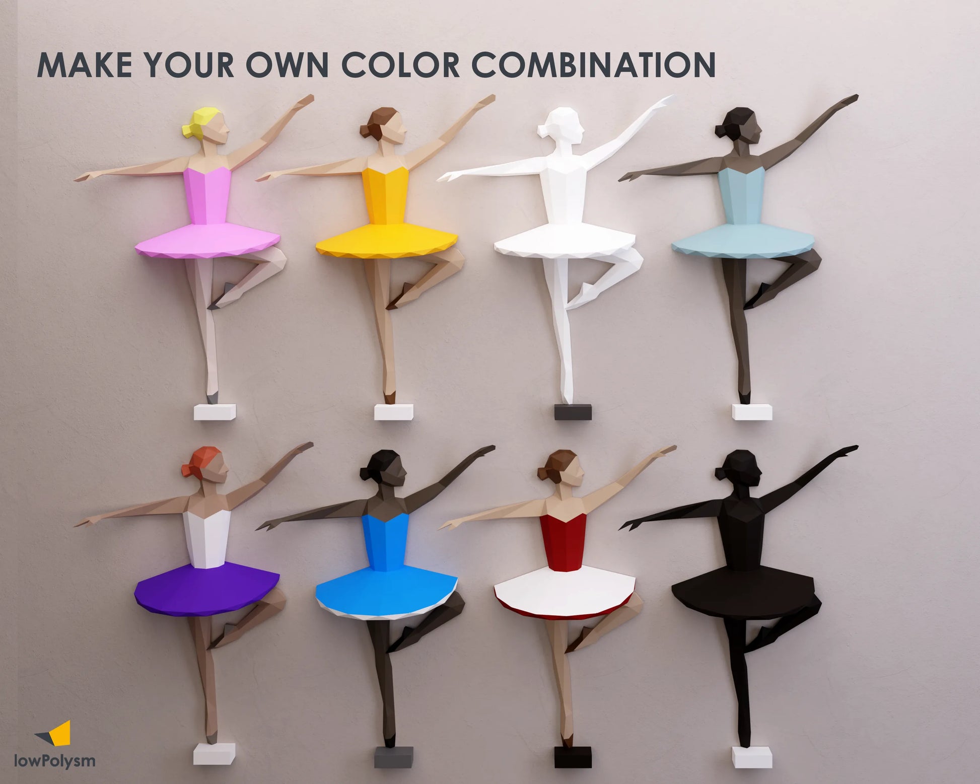 Ballerina paper model color combinations