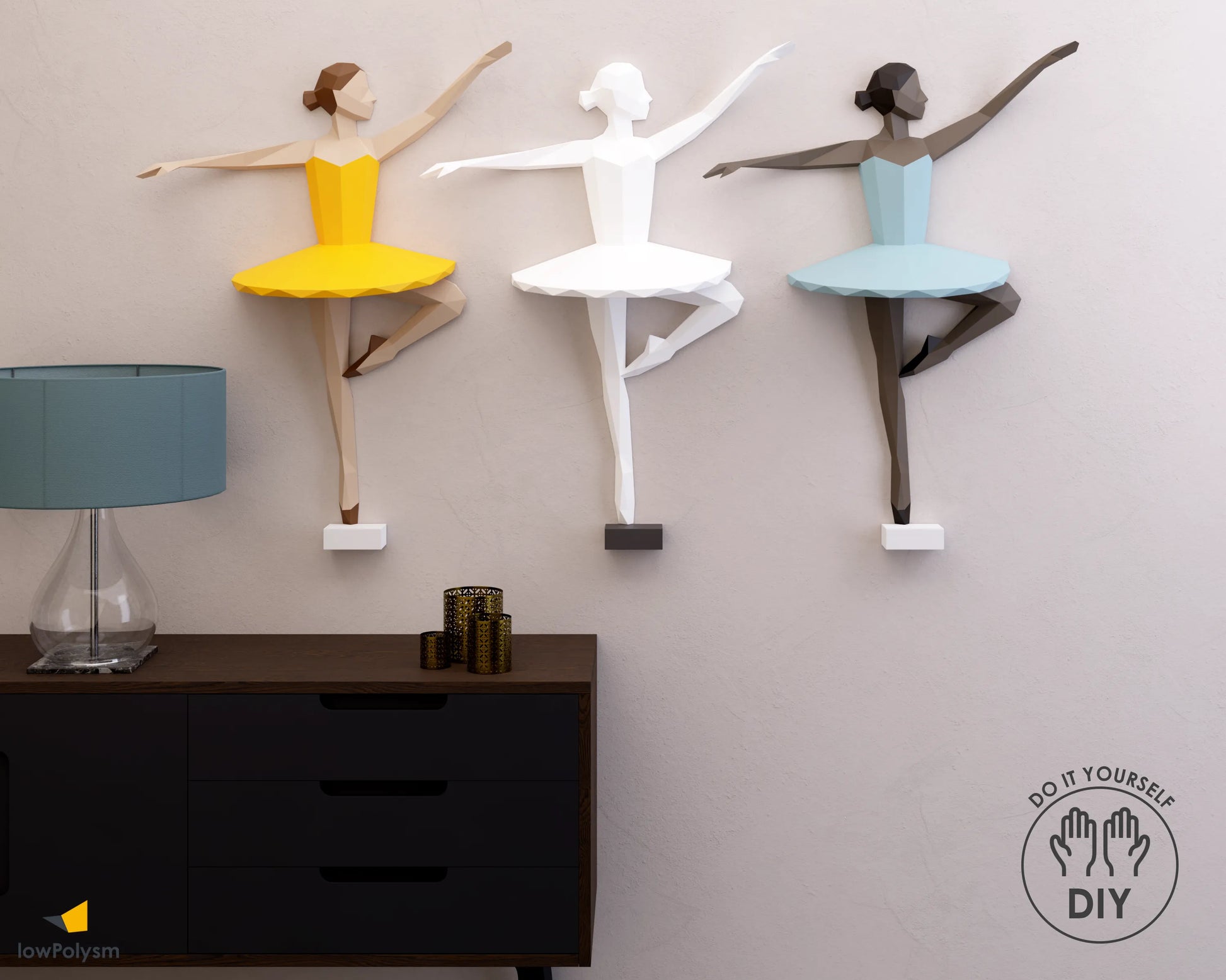 Ballerina paper wall 3d decor DIY craft