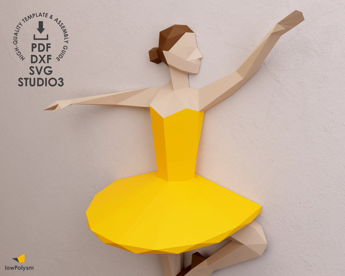 Ballerina papercraft templates for hand-cutting and cutting machine - pdf, dxf, svg, studio3