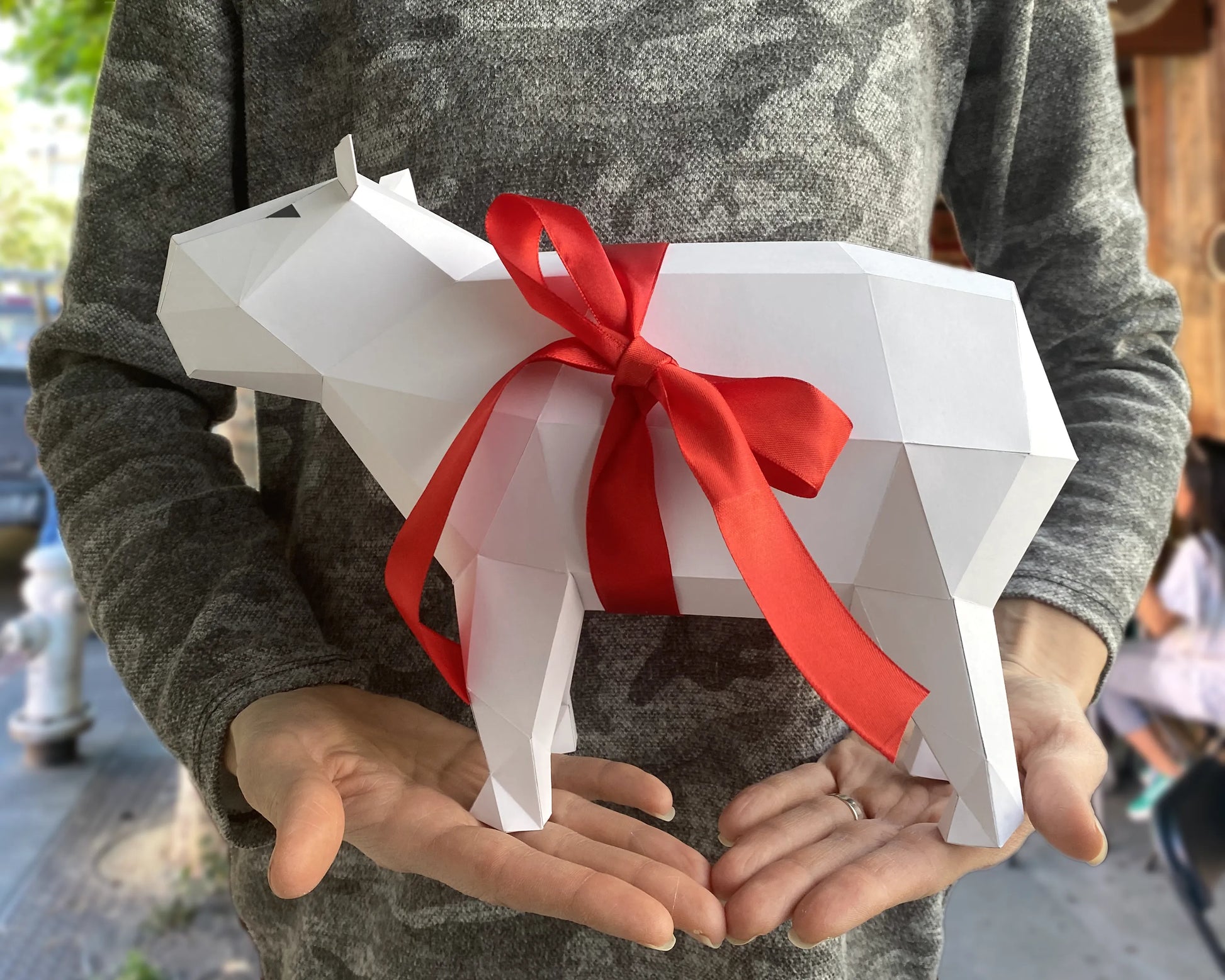 Capybara with bow diy paper gift