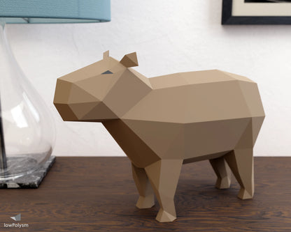 Capybara polygonal printable animal sculpture