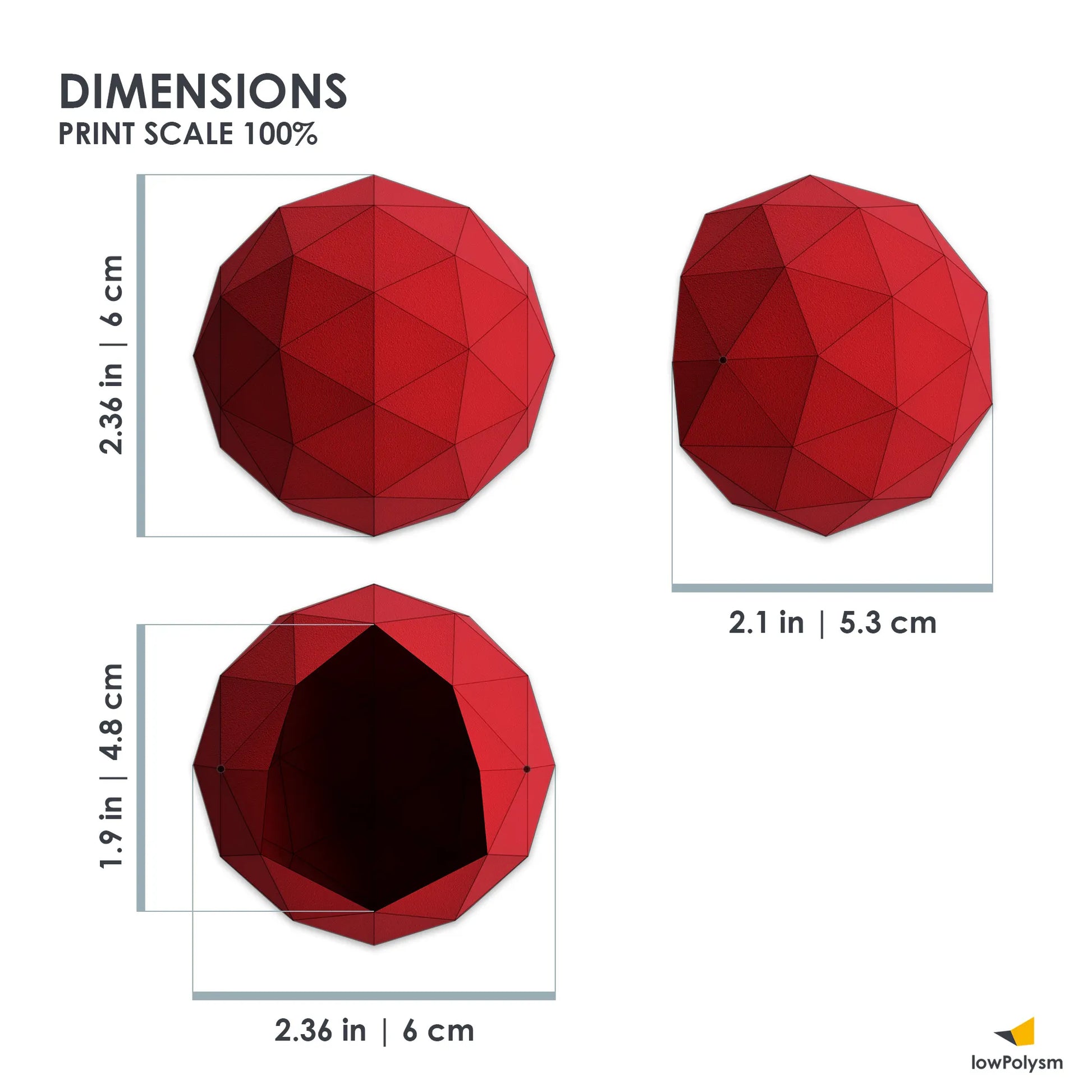 Clown nose 3d paper craft dimensions