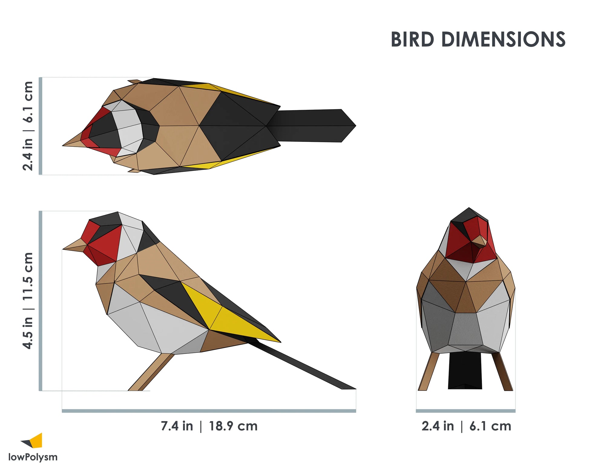 European Goldfinch bird craft dimensions 