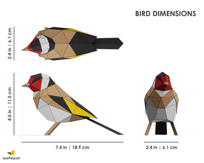 European Goldfinch bird craft dimensions 