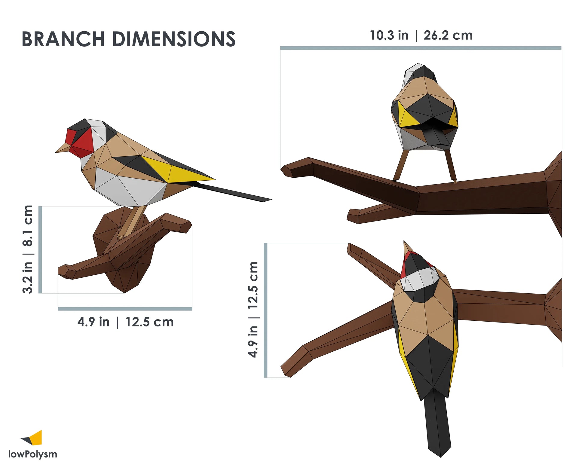 Papercraft branch dimensions