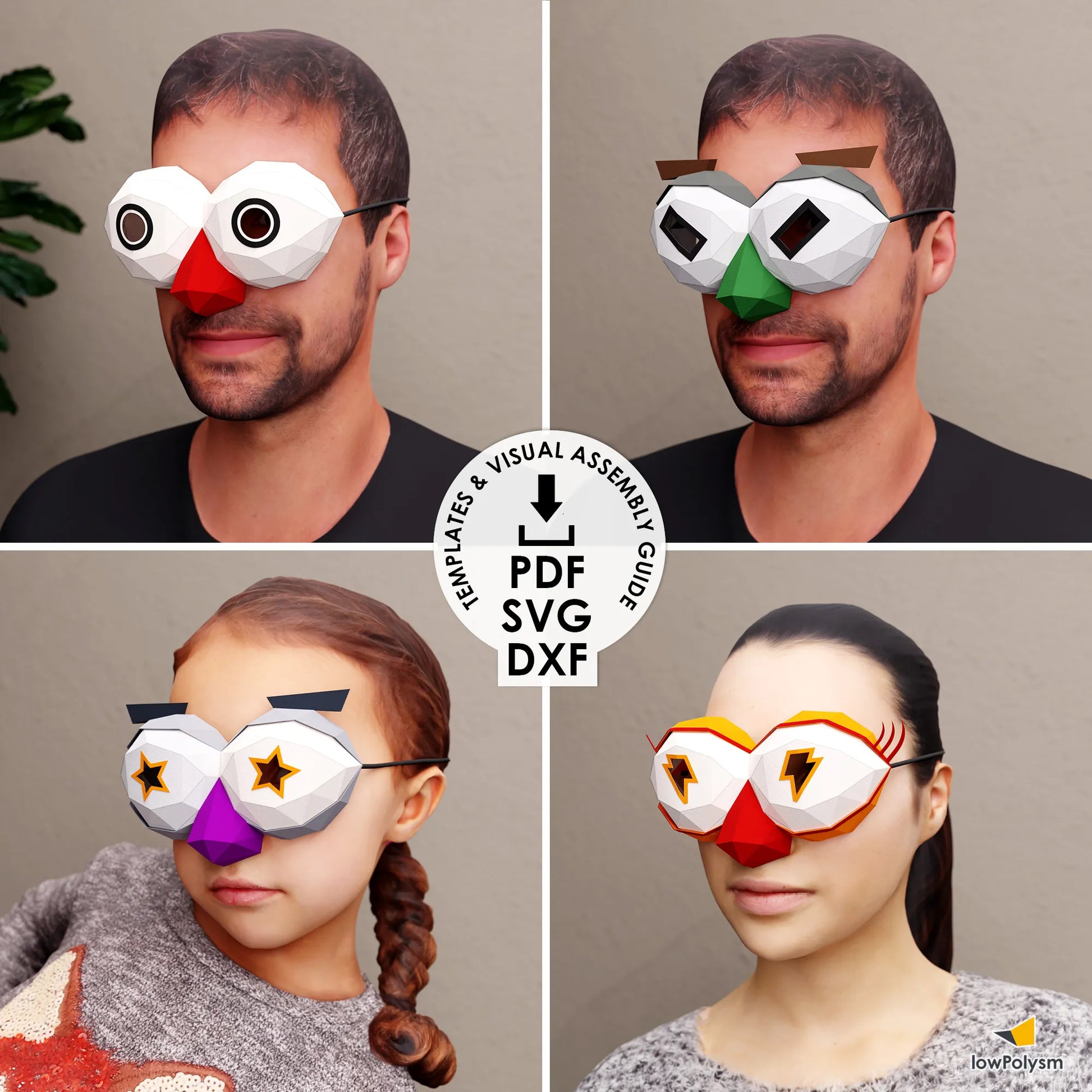 Eyes mask papercraft templates in pdf-svg-dxf