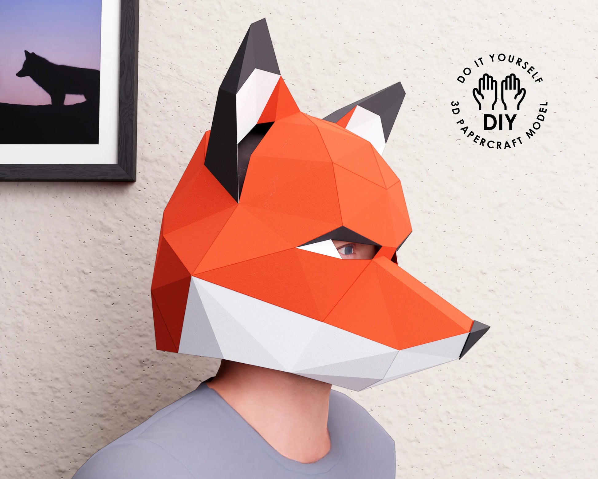 Fox diy paper mask from  lowPolysm