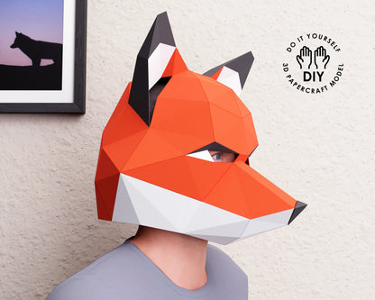 Fox diy paper mask from  lowPolysm