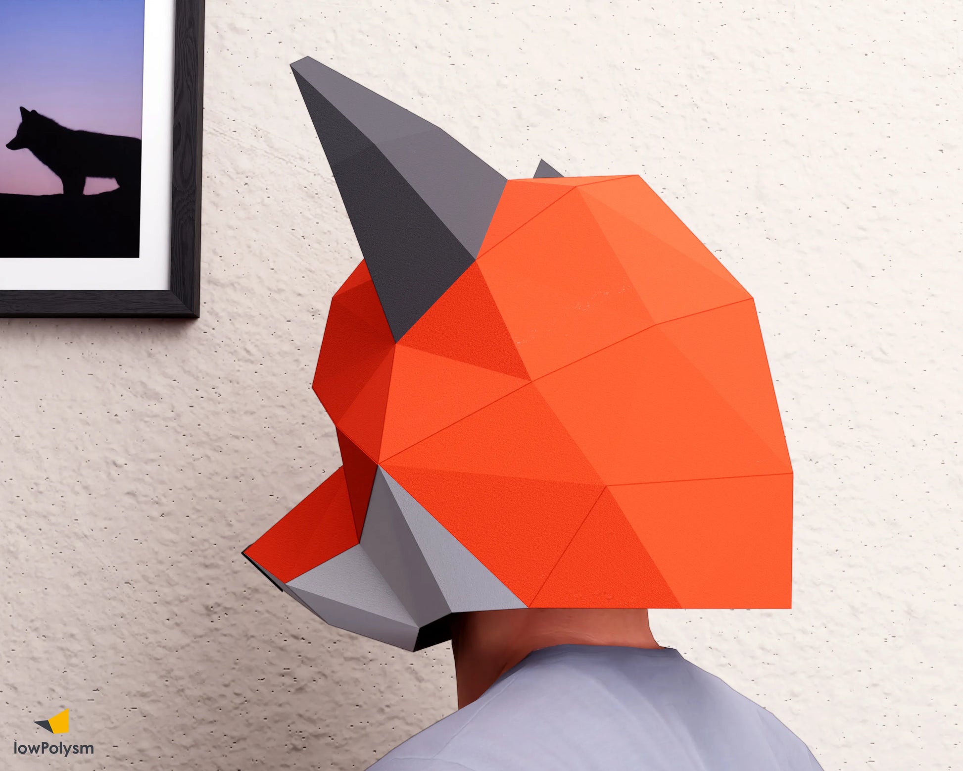Fox full head paper 3d mask