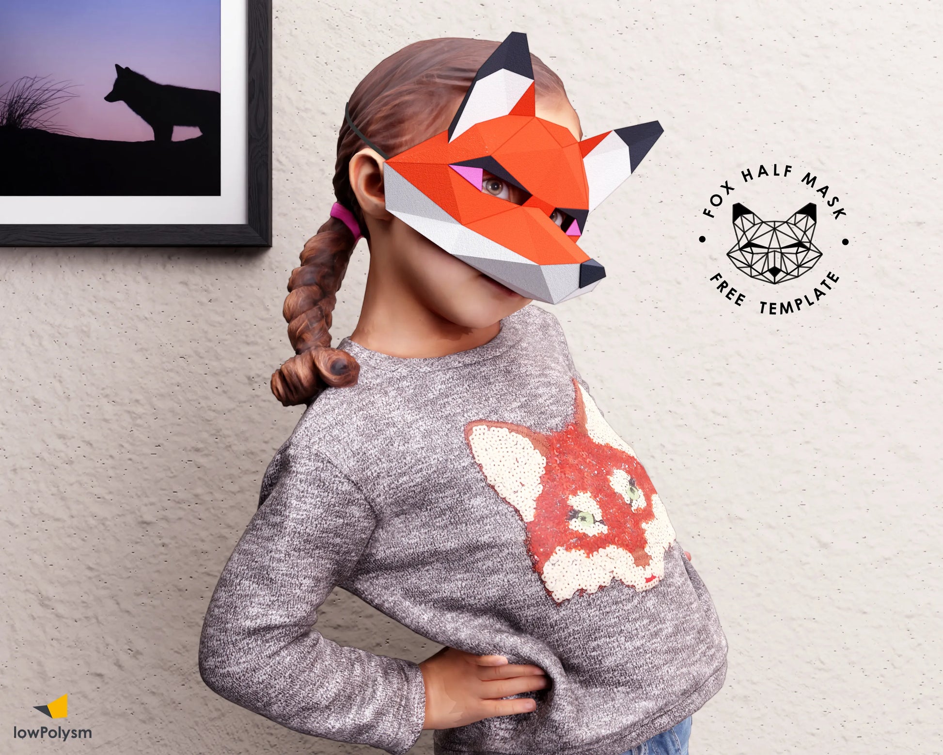fox-mask-animal-mask-low-poly-papercraft-3d-half-face-mask-template-lowpolysm for Free Printable 3d Fox Mask Template FOX MASK: Animal Mask Low Poly - Papercraft 3D Half Face Mask Template – lowPolysm for Free Printable 3d Fox Mask Template