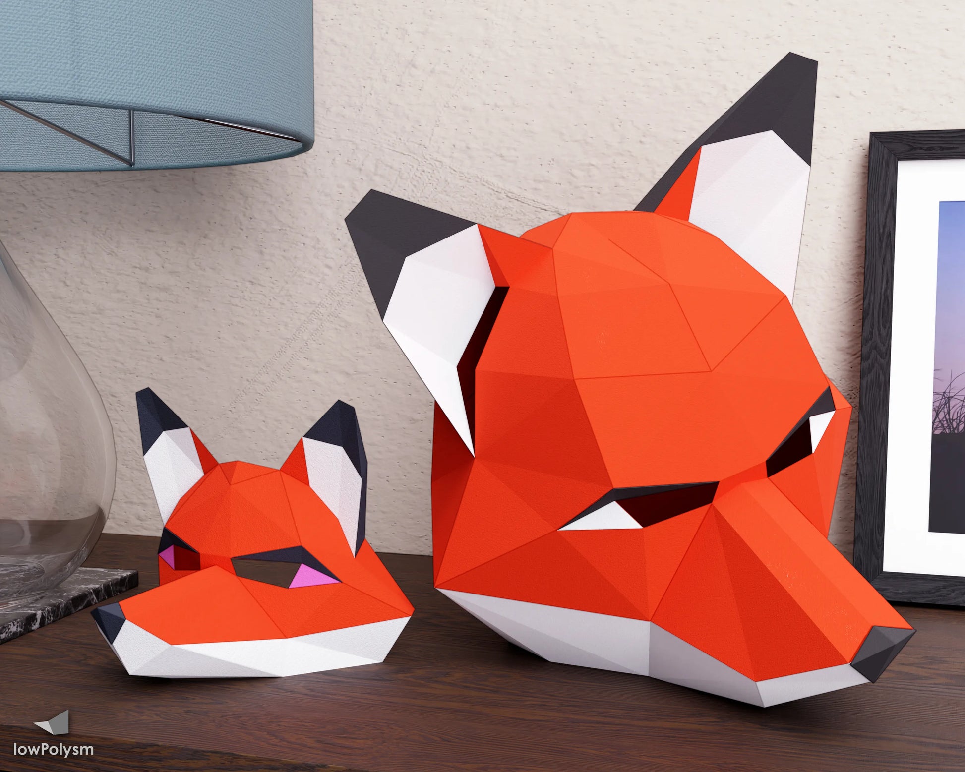 Fox lowpoly paper masks