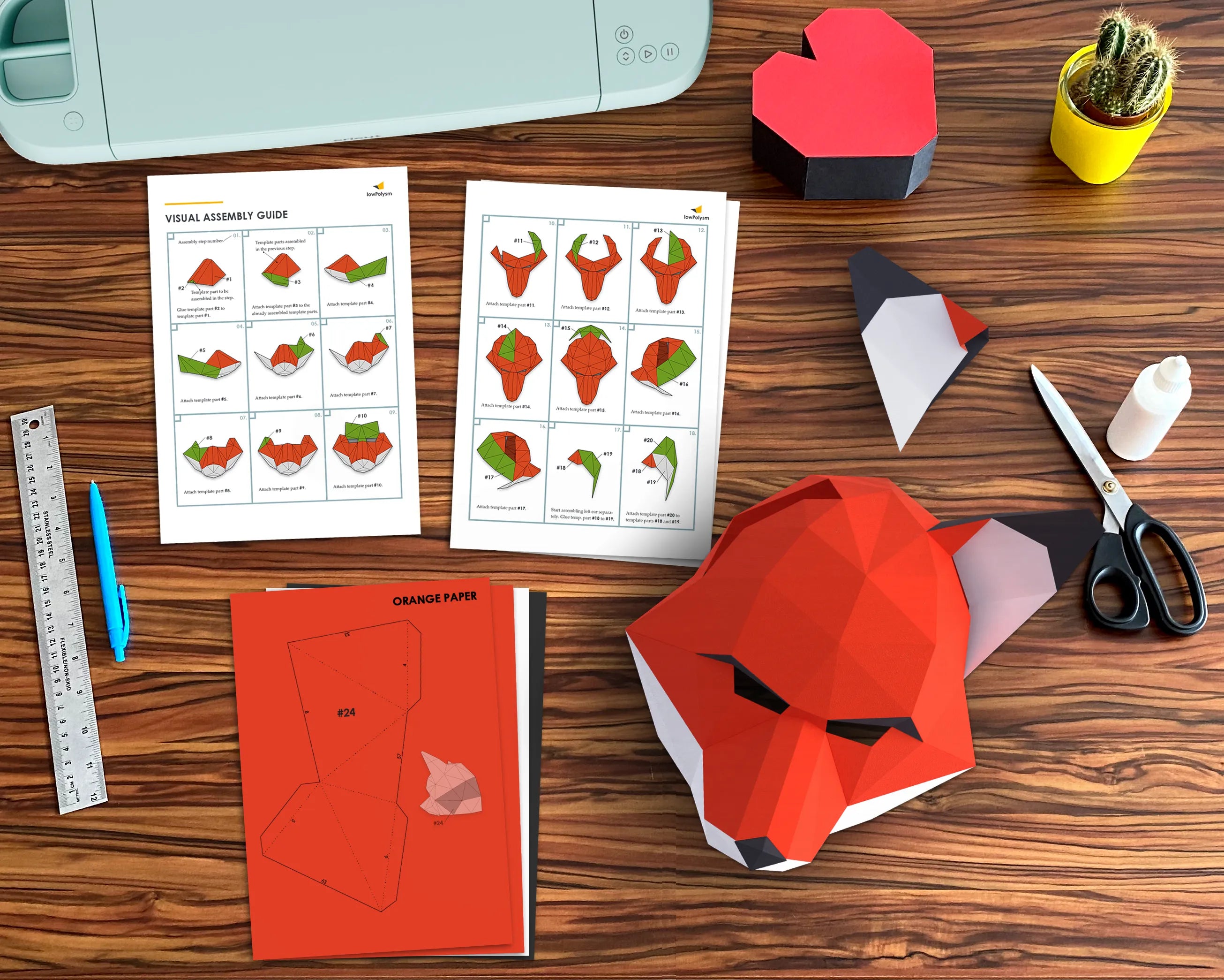 Fox mask digital templates with assembly guide