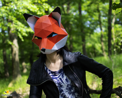 Fox paper mask for animal costume
