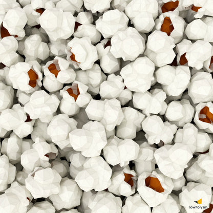 Low poly popcorn pattern background created from multiple popcorn paper  models.