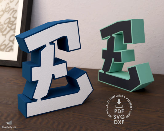 Free graffiti 3d letter e papercraft
