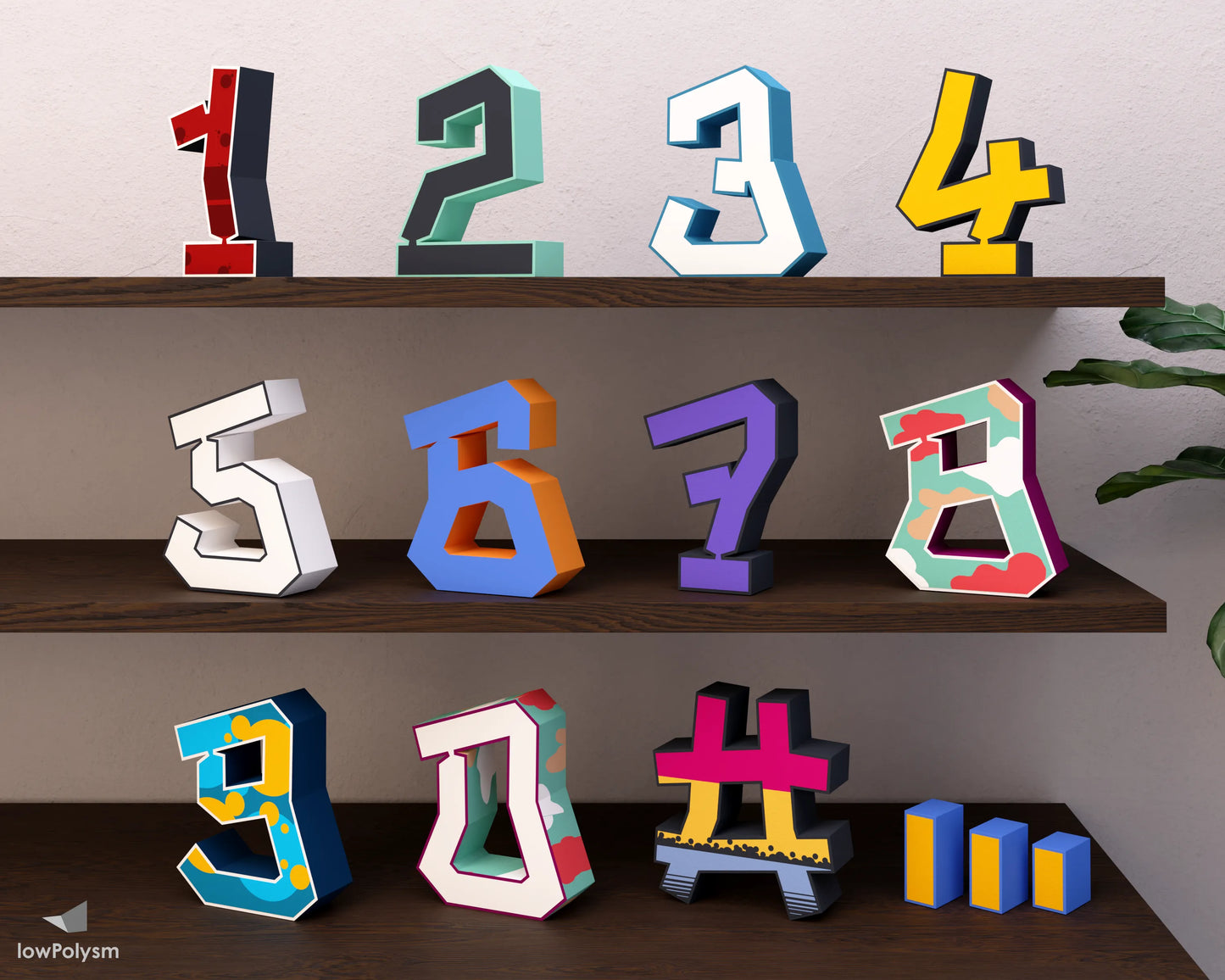 Graffiti 3d numbers 0 9 3d paper crafts