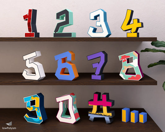 Graffiti 3d numbers 0 9 3d paper crafts