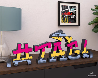 3d paper sign in graffiti style