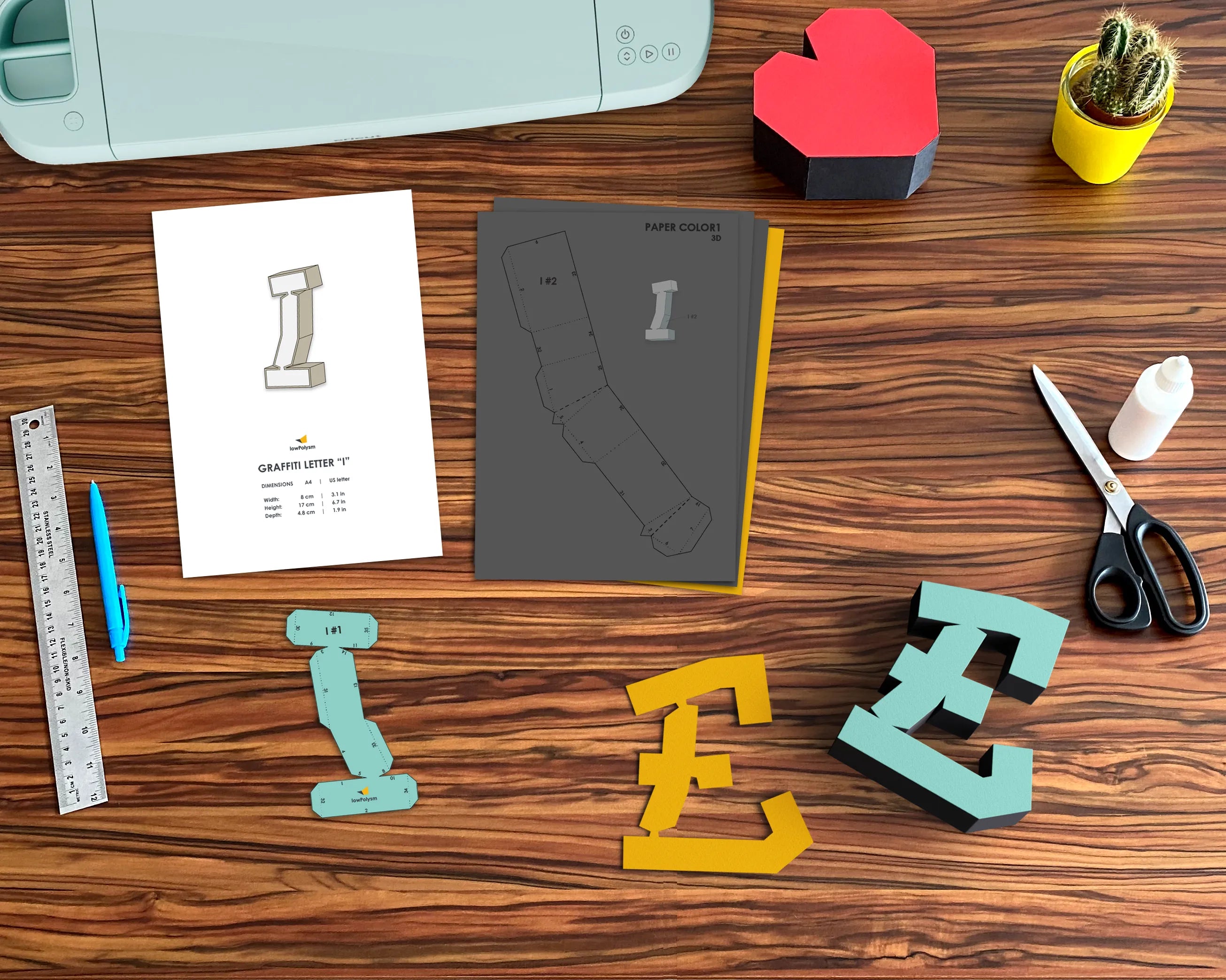 Graffiti letters 3d paper lettering assembly guide and patterns.