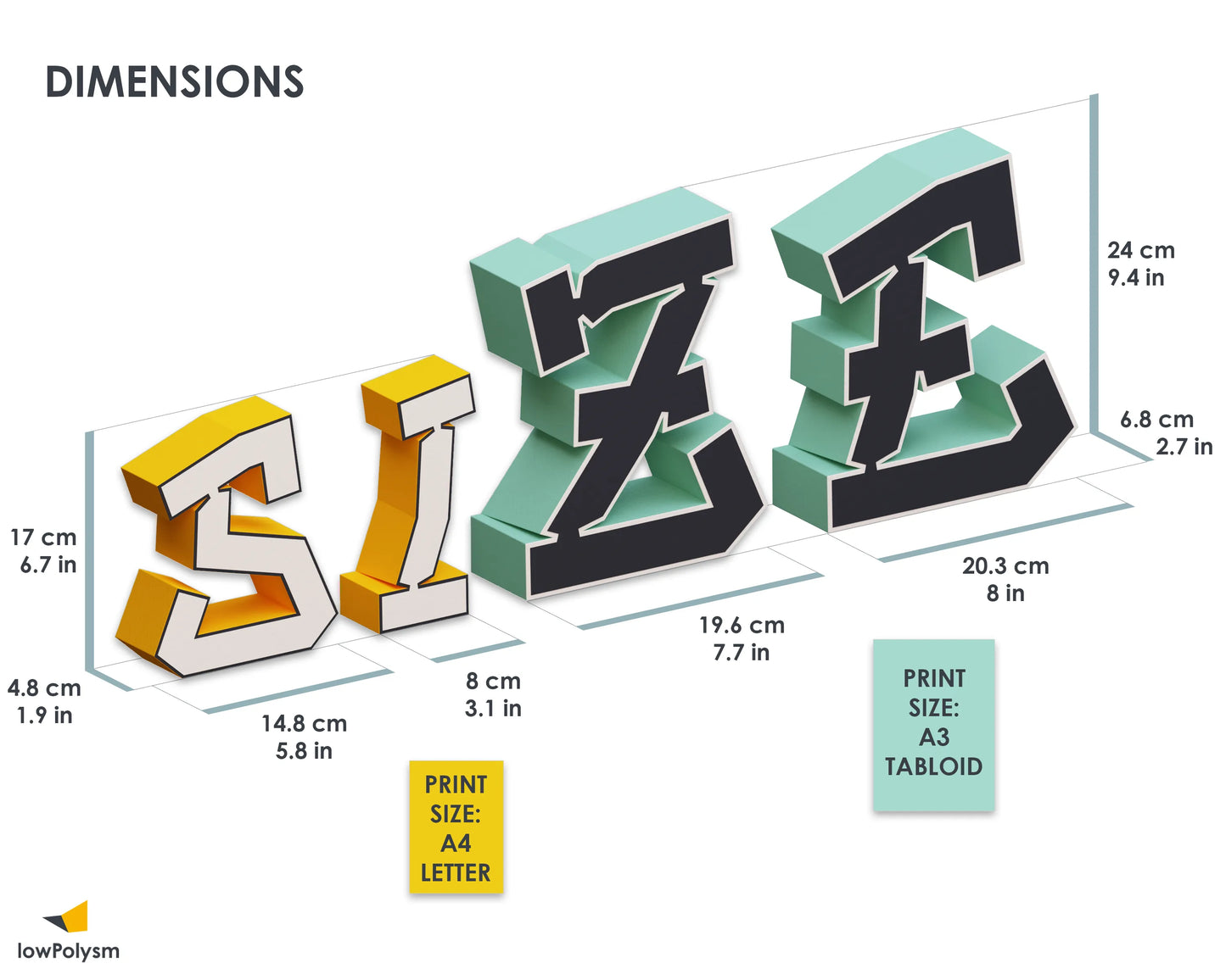 Graffiti paper 3d alphabet dimensions