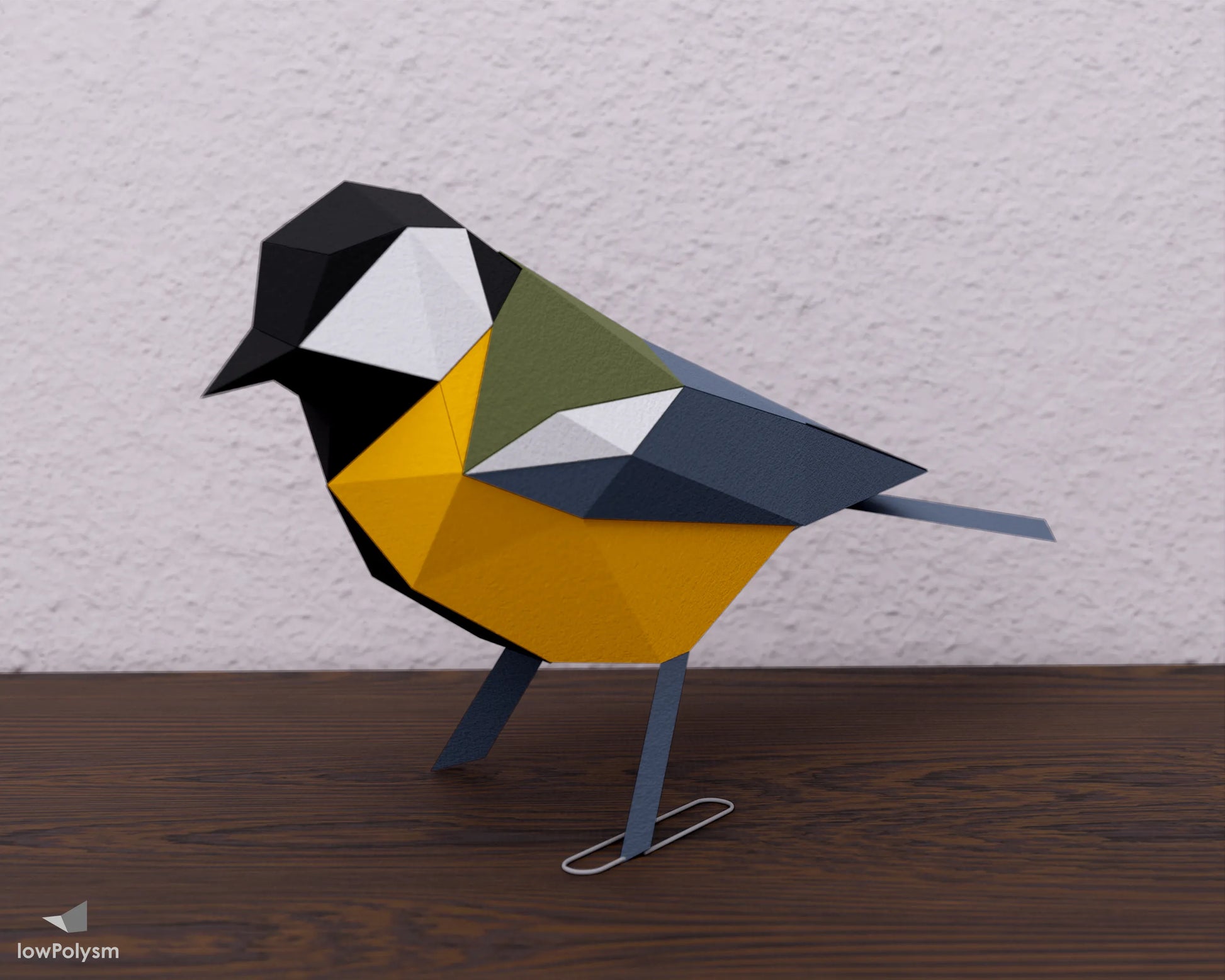 Bird paper DIY project standing on clip