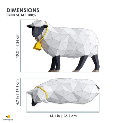 Lost sheep lowpoly papercraft dimensions