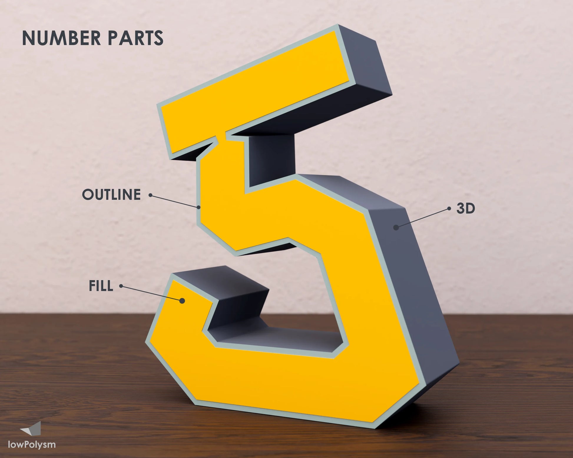 Paper 3d block number parts