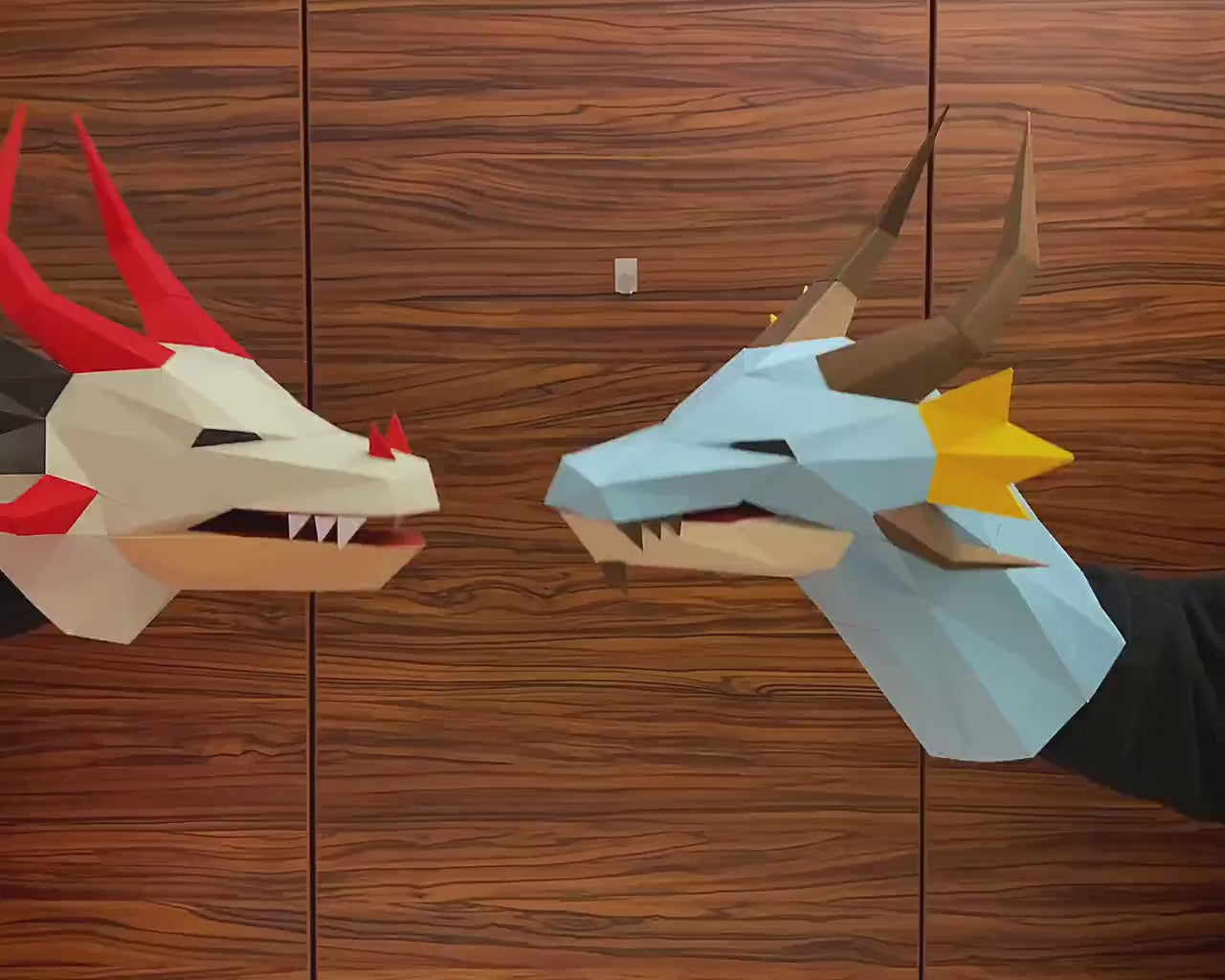 Paper dragon puppet and dragon trophy 3d papercraft play