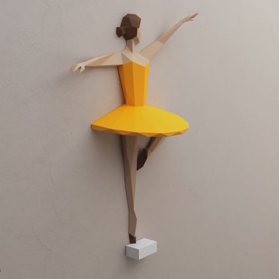 Wall 3d paper craft dancer ballerina decor.
