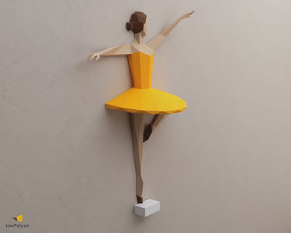 Wall 3d paper craft dancer ballerina decor.