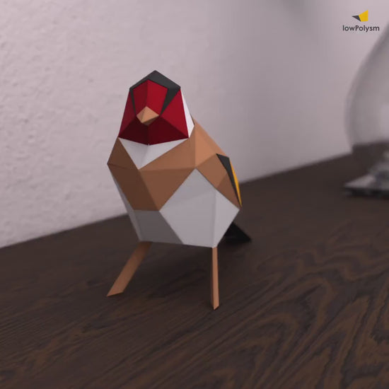 Goldfinch bird 3d paper craft table and wall decor video