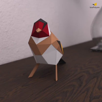 Goldfinch bird 3d paper craft table and wall decor video