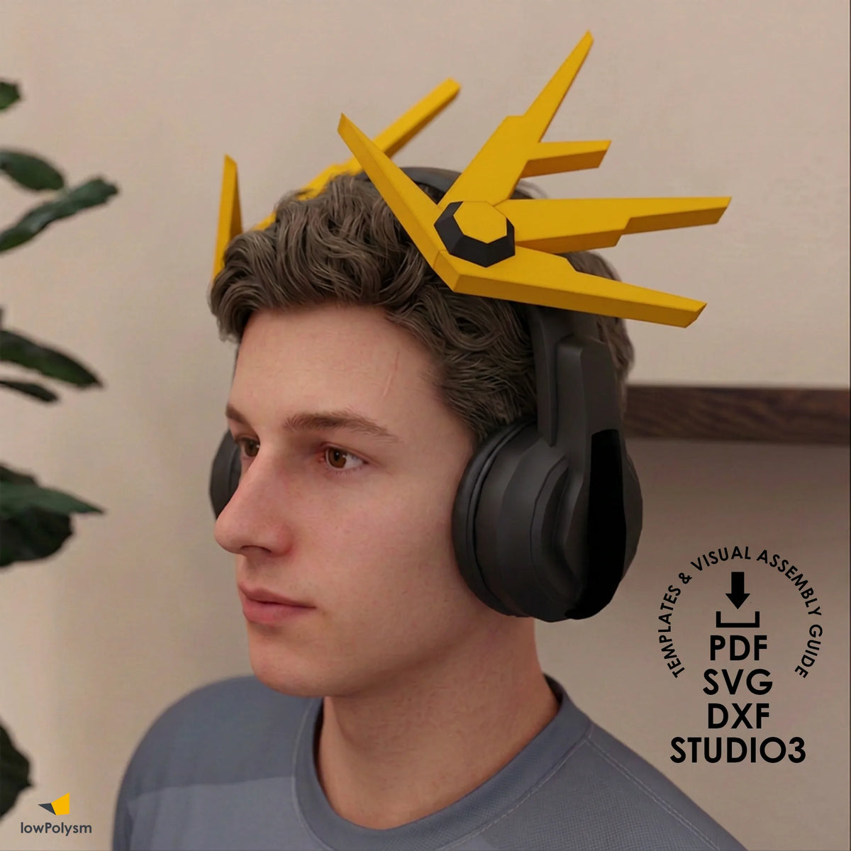 Customizable mecha wings modular headset accessory in 4 different colors, shapes and designs.