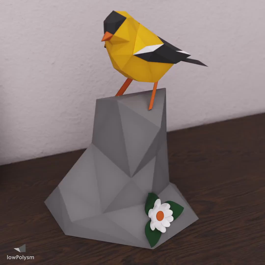 American Goldfinch 3d paper bird video