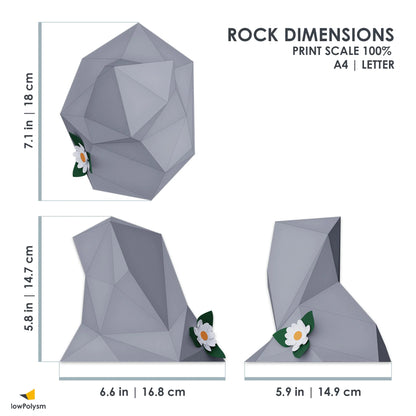 Rock 3d paper model dimensions