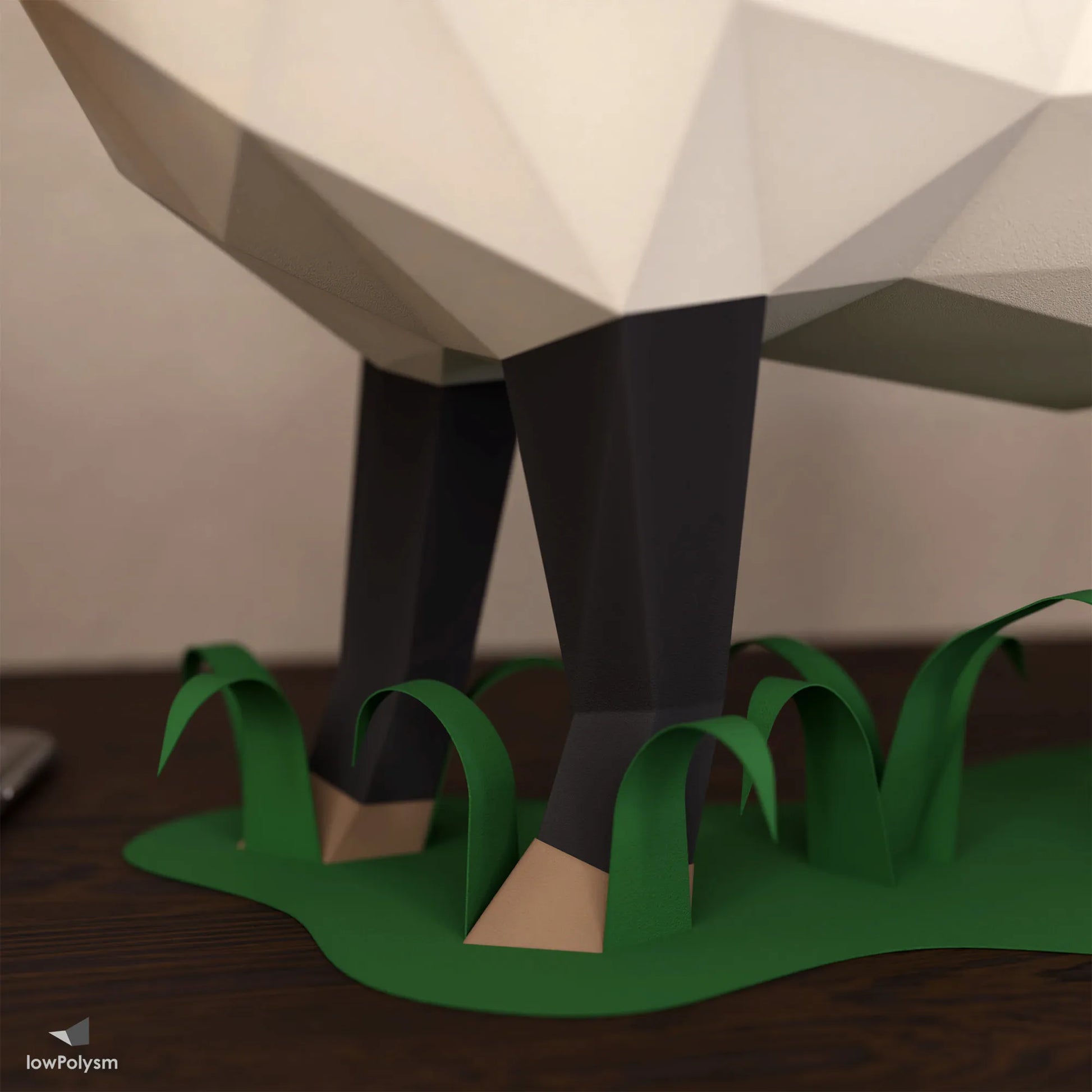 Lost sheep paper model grass detail