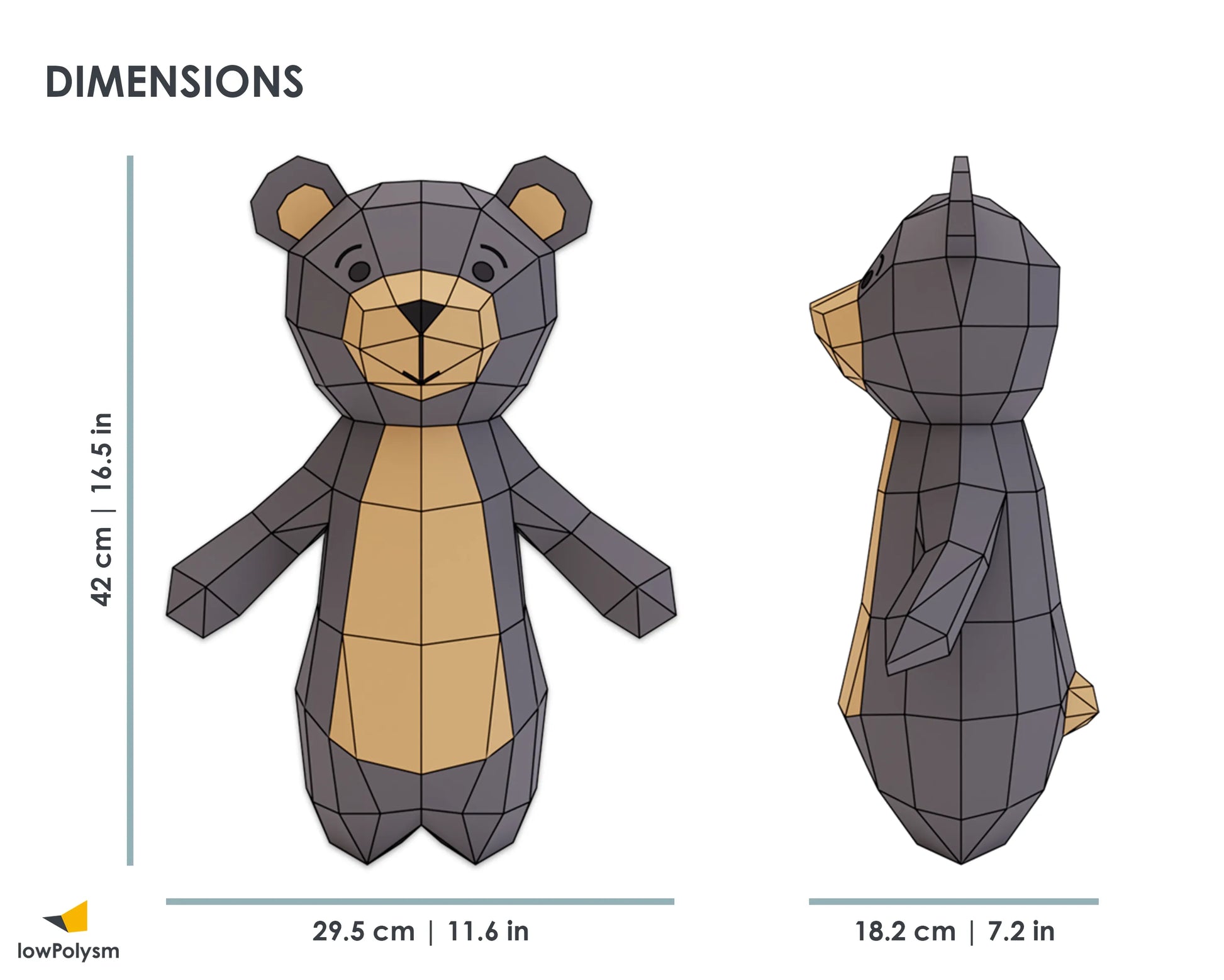 Bear paper 3d model dimensions