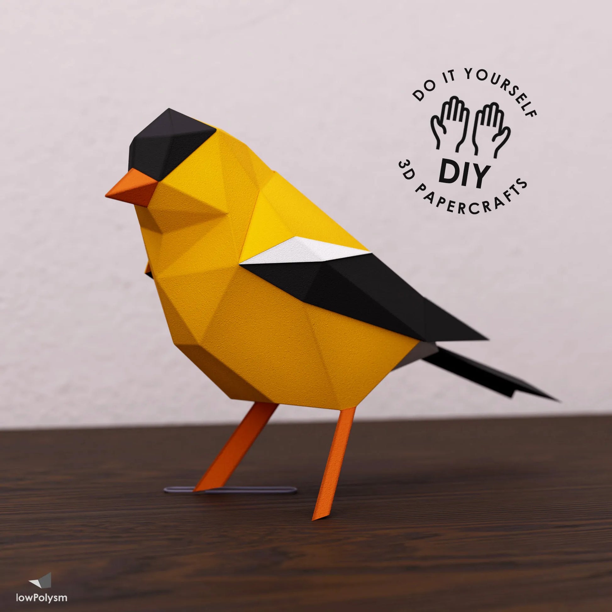 American goldfinch DIY paper bird on clip