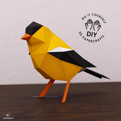 American goldfinch DIY paper bird on clip